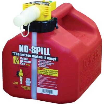 No-Spill 1-1/4 Gal. Plastic Gasoline Fuel Can, Red